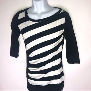 New Directions Black White Striped Sweater‎ Women's Medium